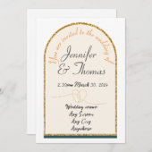 Uitnodiging voor onze bruiloft/goudrand (Voorkant / Achterkant)