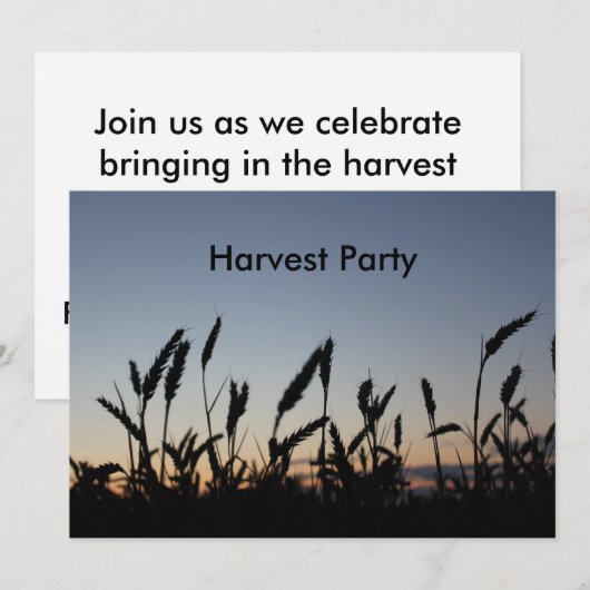 Uitnodiging voor Oogst-partij (Voorkant / Achterkant)