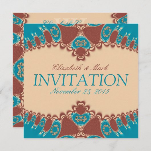 Uitnodiging voor Oost-Blue Sienna Wedding (Voorkant / Achterkant)