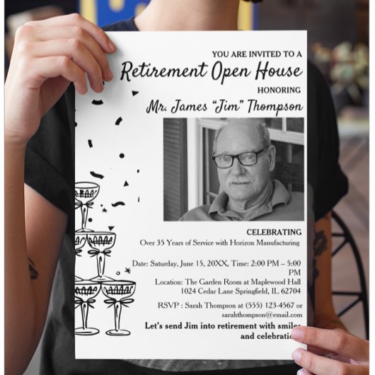 Uitnodiging voor open huis bij pensionering flyer