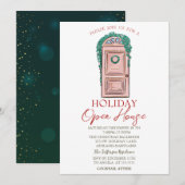 Uitnodiging voor open huis met kerstdeur (Voorkant / Achterkant)