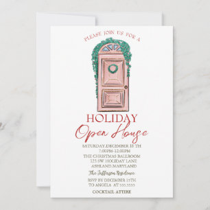 Uitnodiging voor open huis met kerstdeur