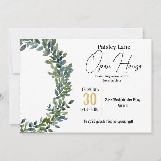 Uitnodiging voor open huis of andere (Voorkant)