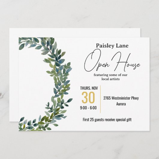 Uitnodiging voor open huis of andere (Voorkant / Achterkant)