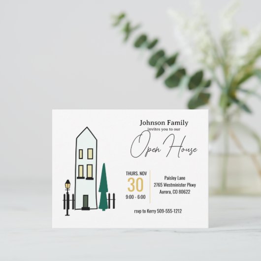 Uitnodiging voor open huis of anders briefkaart (Staand voorkant)