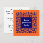 Uitnodiging voor Oranje & blauwe sleutelpatroonpar (Voorkant / Achterkant)