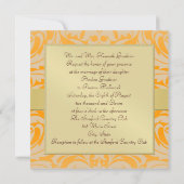 Uitnodiging voor Oranje Damask Monogram Ribbon (Achterkant)
