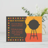 Uitnodiging voor Oranje en Black Grill BBQ (Staand voorkant)