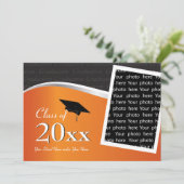 uitnodiging voor Oranje en zwart Afstuderen (Staand voorkant)