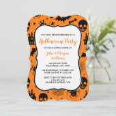 Uitnodiging voor Oranje en zwarte Halloween-partij (Staand voorkant)