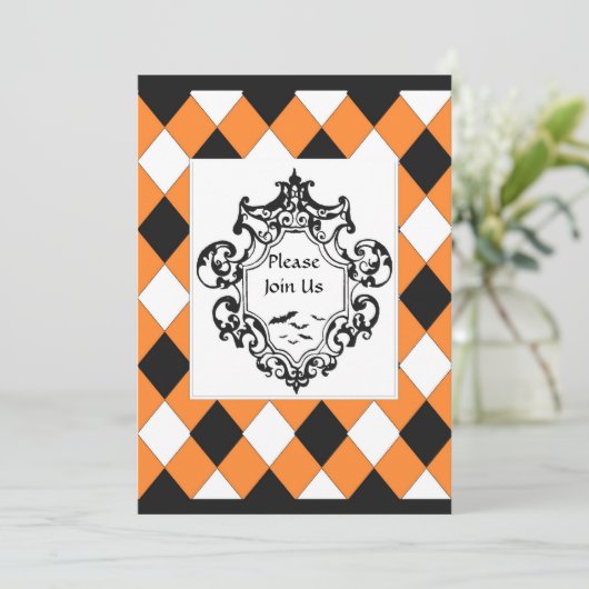 Uitnodiging voor Oranje en zwarte versiering (Staand voorkant)