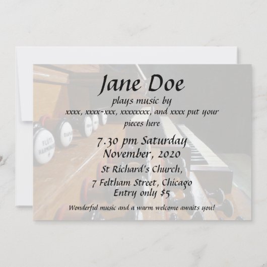 Uitnodiging voor orgaanconcert - Franse orgaancons (Achterkant)