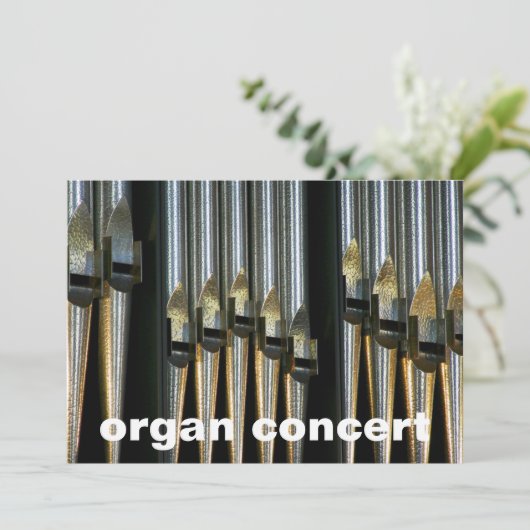 Uitnodiging voor orgaanconcert - metalen buizen (Staand voorkant)