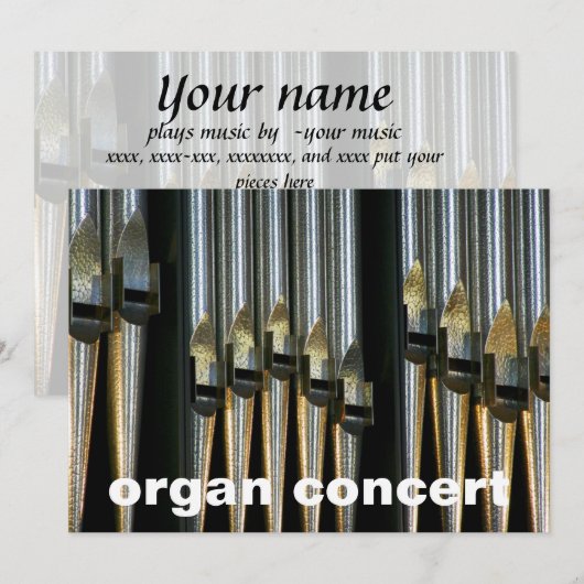 Uitnodiging voor orgaanconcert - metalen buizen (Voorkant / Achterkant)