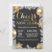 Uitnodiging voor Oud en Nieuw-feest in Rustic Gold (Voorkant)