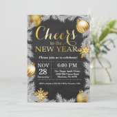 Uitnodiging voor Oud en Nieuw-feest in Rustic Gold (Staand voorkant)