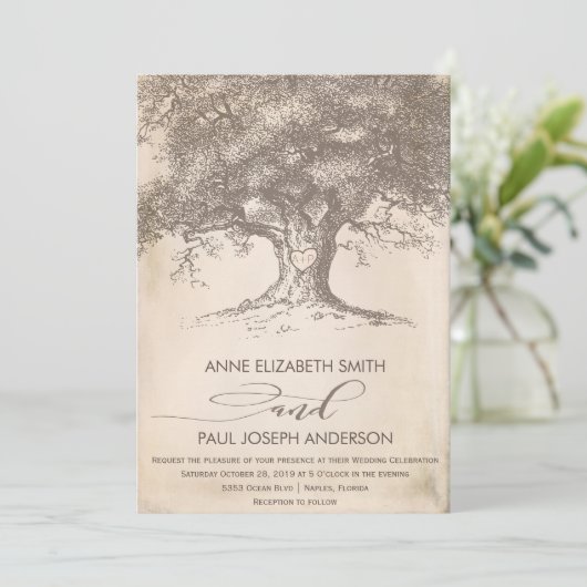 Uitnodiging voor oude bruiloft (Staand voorkant)