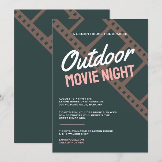 Uitnodiging voor Oude Filmavond Fondsenwerving (Voorkant / Achterkant)