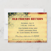 Uitnodiging voor oude Friends American Flag Reunio (Achterkant)