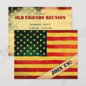 Uitnodiging voor oude Friends American Flag Reunio (Voorkant / Achterkant)