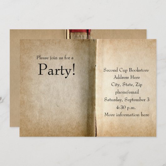 Uitnodiging voor oude pagina's boek (Voorkant / Achterkant)