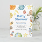 Uitnodiging voor Outer Space Baby shower (Staand voorkant)