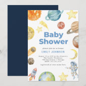 Uitnodiging voor Outer Space Baby shower (Voorkant / Achterkant)