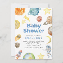 Uitnodiging voor Outer Space Baby shower