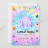 Uitnodiging voor Outer Space Tie Dye babyborrel (Voorkant)