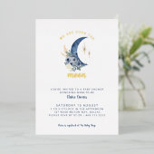 Uitnodiging voor Over the Moon Baby Shower (Staand Voorkant)