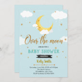 Uitnodiging voor over the moon shower feestje (Voorkant / Achterkant)