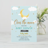Uitnodiging voor over the moon showerfeest (Staand voorkant)