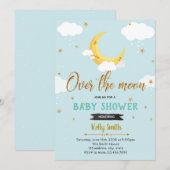 Uitnodiging voor over the moon showerfeest (Voorkant / Achterkant)