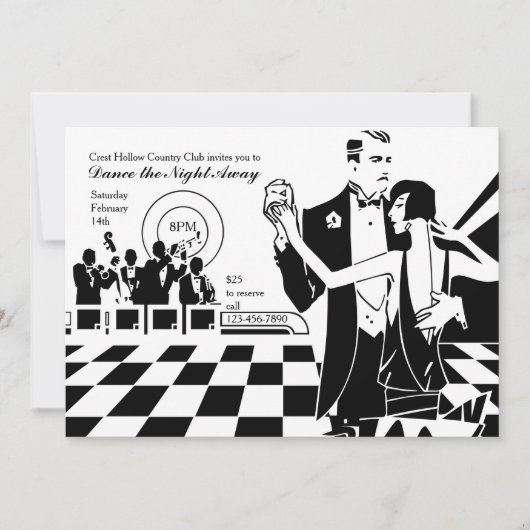 Uitnodiging voor paar om te dansen (Voorkant)