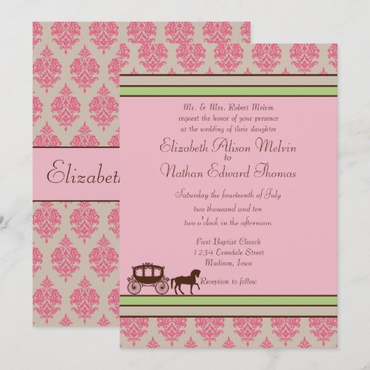 Uitnodiging voor paarden en bruiloft (Voorkant / Achterkant)