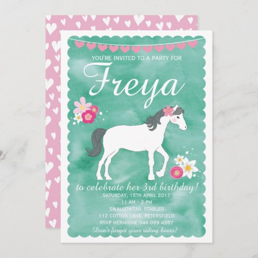 Uitnodiging voor paarden en Pony (Voorkant / Achterkant)