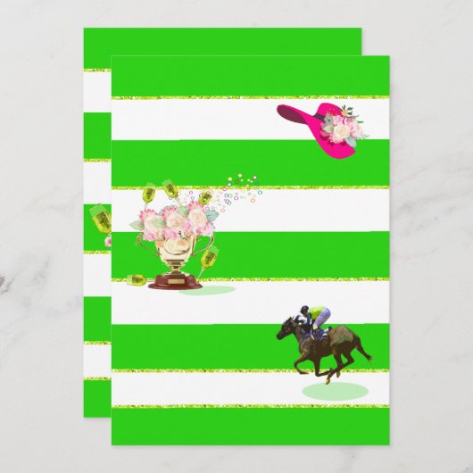 Uitnodiging voor paarden Racing Derby Day (Voorkant / Achterkant)