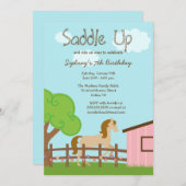 Uitnodiging voor paardenfeest voor meisjes (Voorkant / Achterkant)