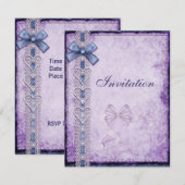 Uitnodiging voor Paars blauw Antiek papier (Voorkant / Achterkant)