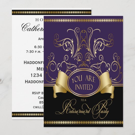 Uitnodiging voor Paars Gold Bl. (Voorkant / Achterkant)