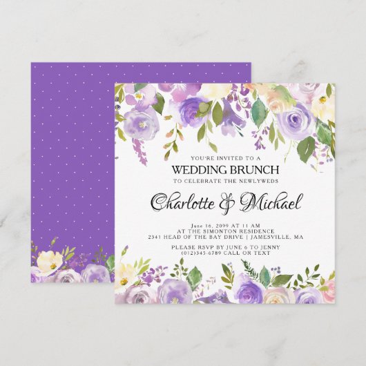 Uitnodiging voor Paarse en Cream Post Wedding Brun (Voorkant / Achterkant)