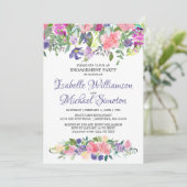 Uitnodiging voor Paarse en roze Floral Engagement (Staand voorkant)