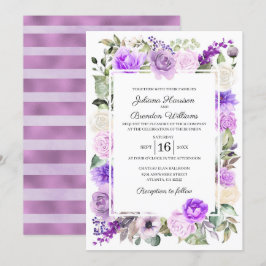 Uitnodiging voor Paarse Floral Spring Wedding