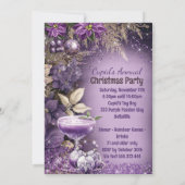 Uitnodiging voor paarse kerstvakantiefeest (Achterkant)