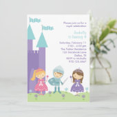  uitnodiging voor Paarse, roze en Blauwgroen prins (Staand voorkant)