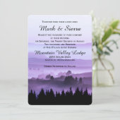 Uitnodiging voor Paarse Rustic Mountain Wedding (Staand voorkant)