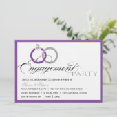 Uitnodiging voor Paarse Script Engagement Party (Staand voorkant)