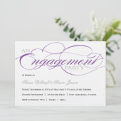 Uitnodiging voor Paarse Script Engagement Party (Staand voorkant)