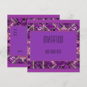 Uitnodiging voor Paarse zwarte kunst Deco (Voorkant / Achterkant)