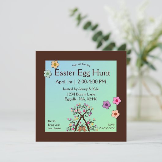 Uitnodiging voor paasboom (Staand voorkant)
